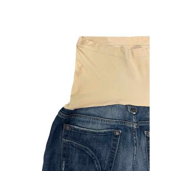 Joe’s Jeans A Pea in the Pod Sz 27 Maternity Jeans Bootcut Medium Wash Distress - Picture 4 of 7